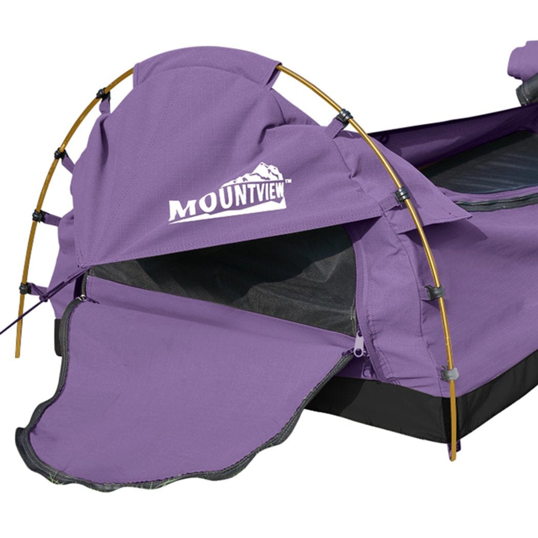 Mountview Outdoor Sleeping Double Swag Camping Swags Canvas Dome Tent Hiking Mattress Purple
