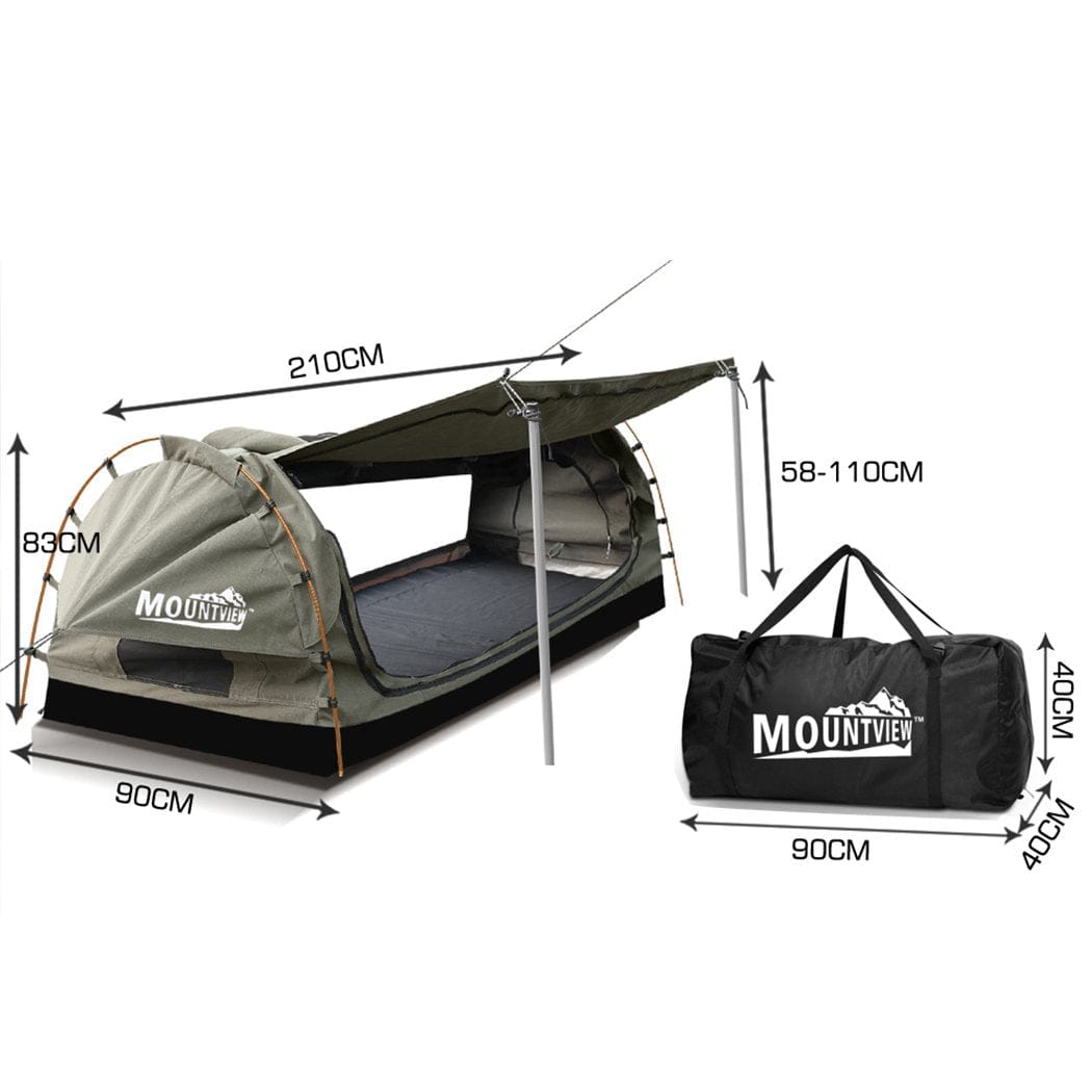 Mountview Outdoor Sleeping King Single Swag Camping Swags Canvas Dome Tent Free Standing Grey