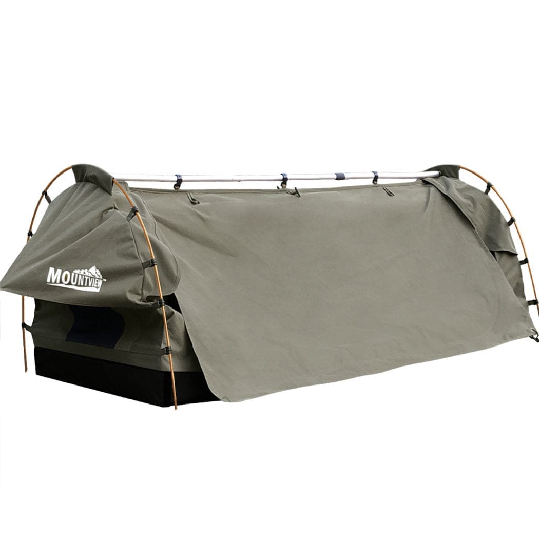 Mountview Outdoor Sleeping King Single Swag Camping Swags Canvas Dome Tent Free Standing Grey