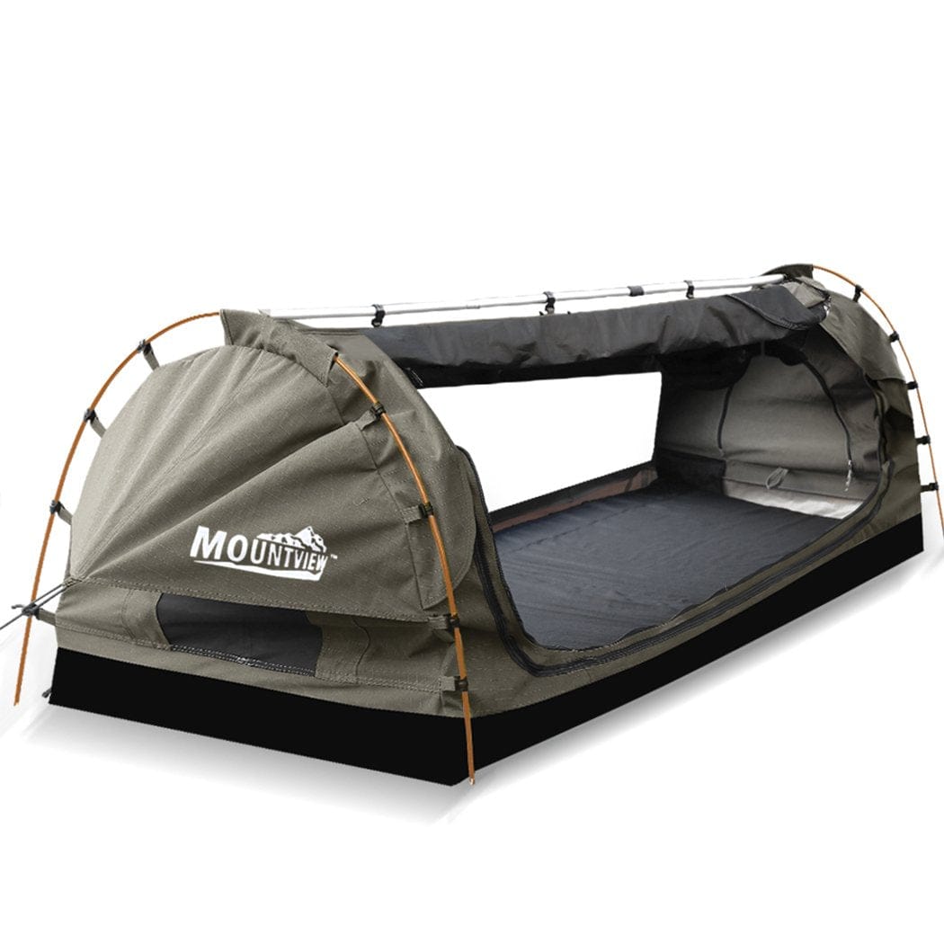 Mountview Outdoor Sleeping King Single Swag Camping Swags Canvas Dome Tent Free Standing Grey