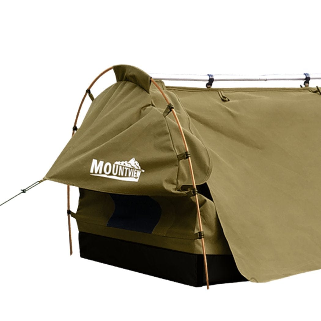 Mountview Outdoor Sleeping King Single Swag Camping Swags Canvas Dome Tent Free Standing Khaki