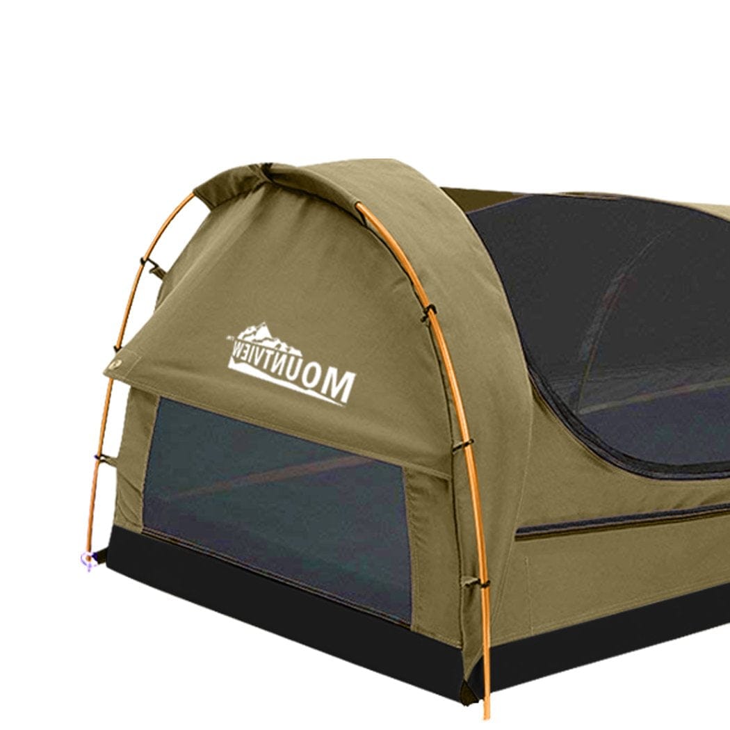 Mountview Outdoor Sleeping King Single Swag Camping Swags Canvas Dome Tent Hiking Mattress Khaki