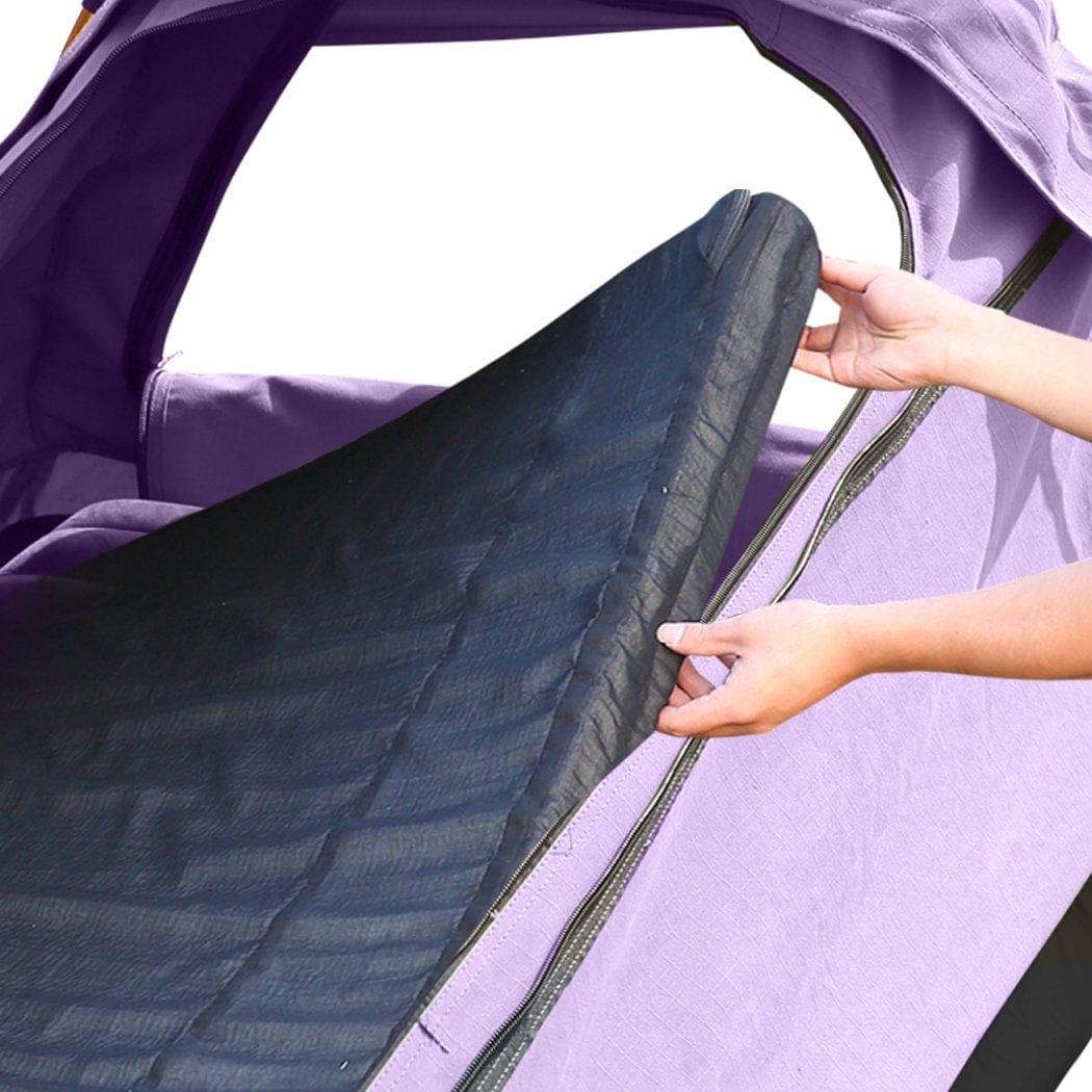 Mountview Outdoor Sleeping King Single Swag Camping Swags Canvas Dome Tent Hiking Mattress Purple
