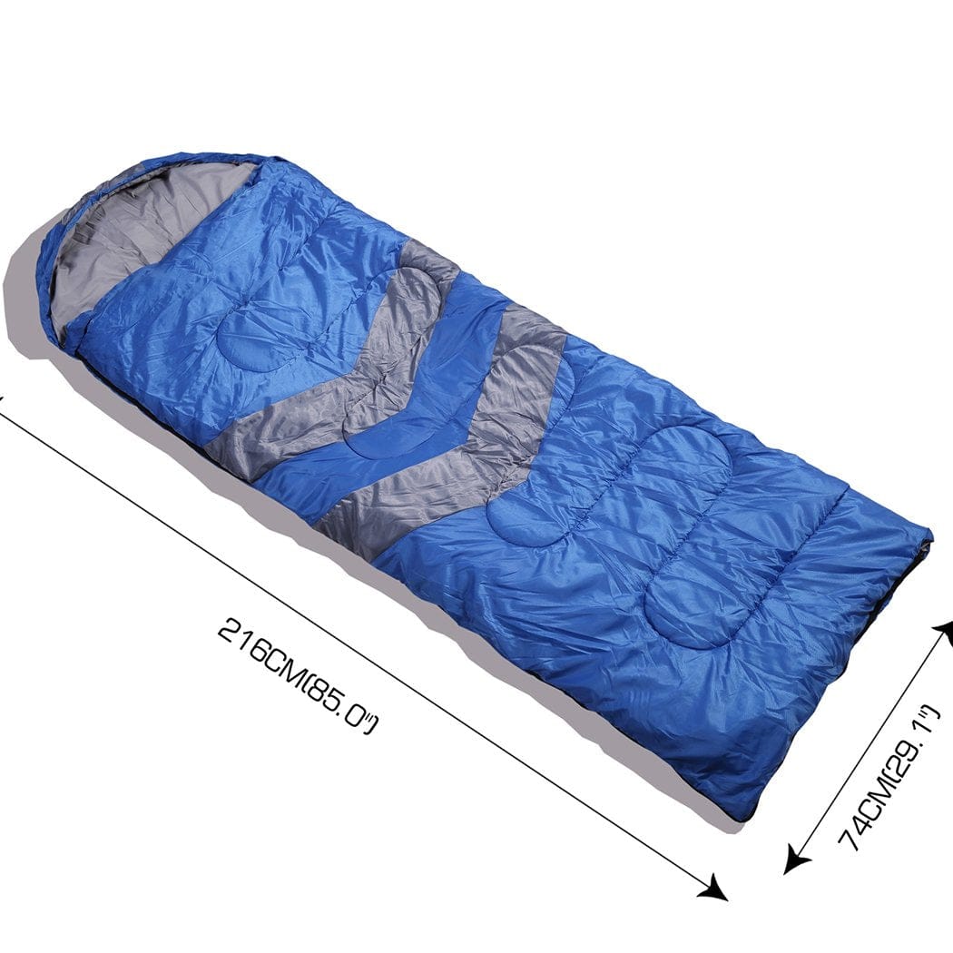 Mountview Outdoor Sleeping Single Sleeping Bag Bags Outdoor Camping Hiking Thermal -10 deg Tent Blue