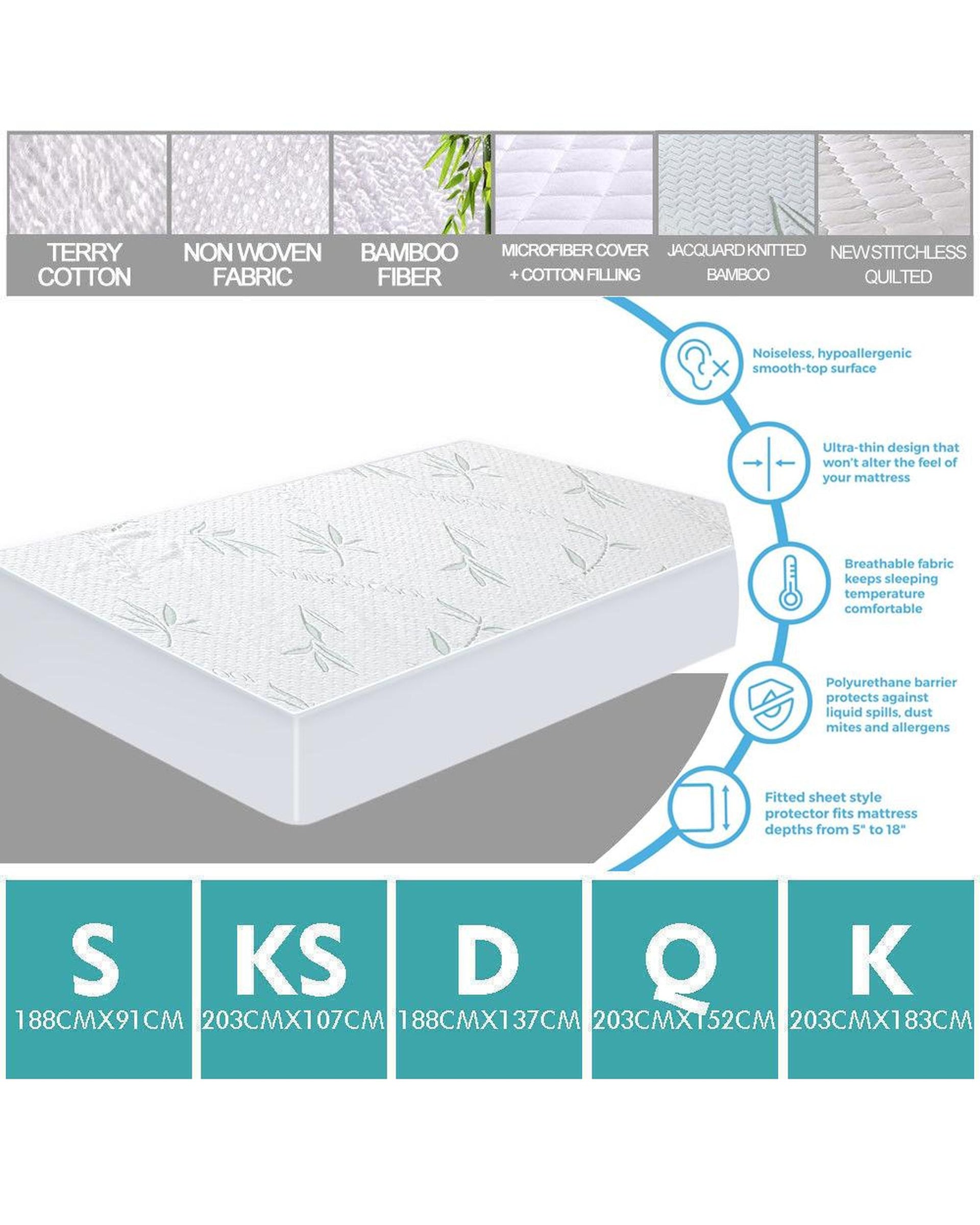 Fitted Waterproof Bed Mattress Protectors Covers King Single Dreamz