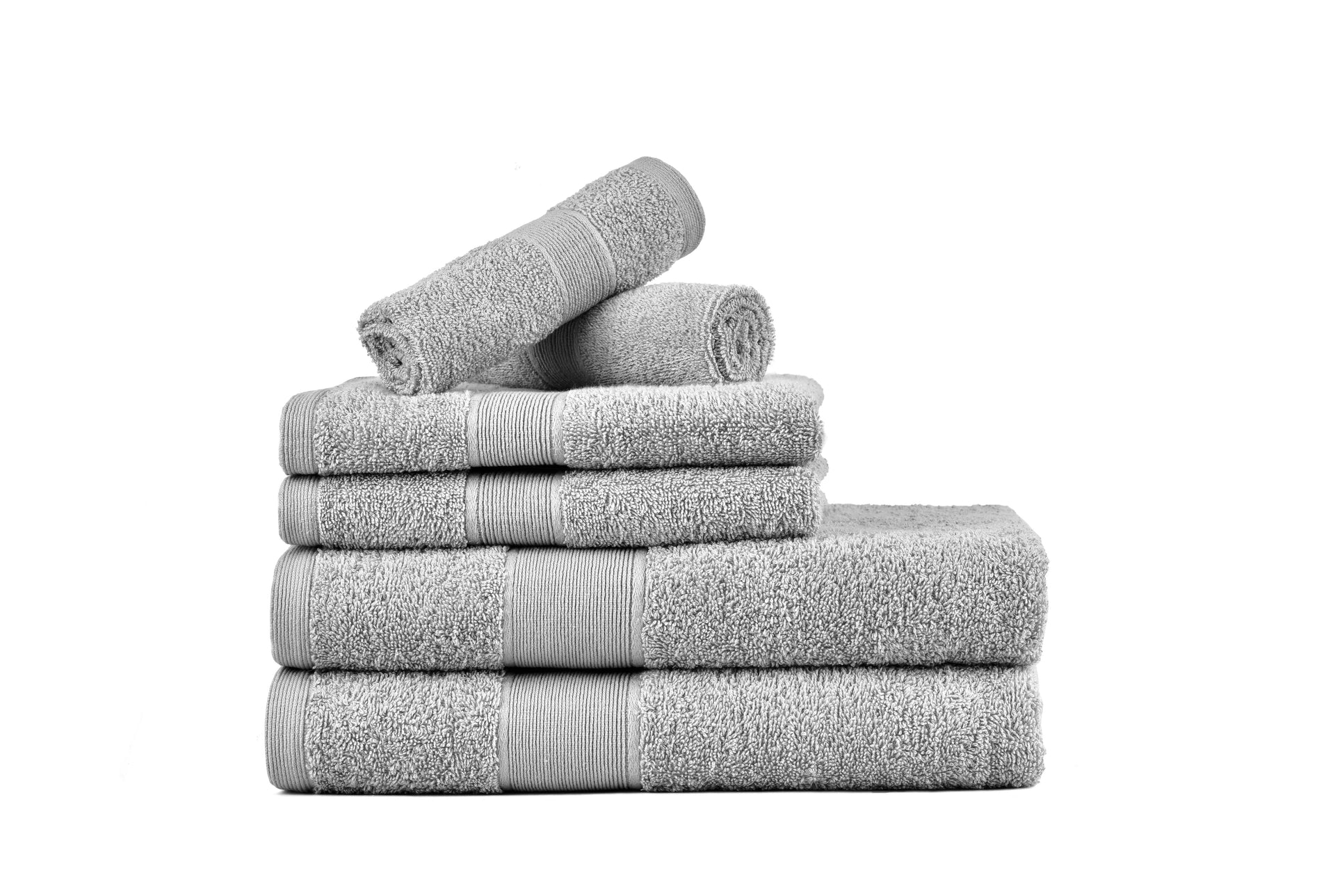 Amelia 500GSM 100% Cotton Towel Set -Single Ply carded 6 Pieces -Glacier Grey Amelia