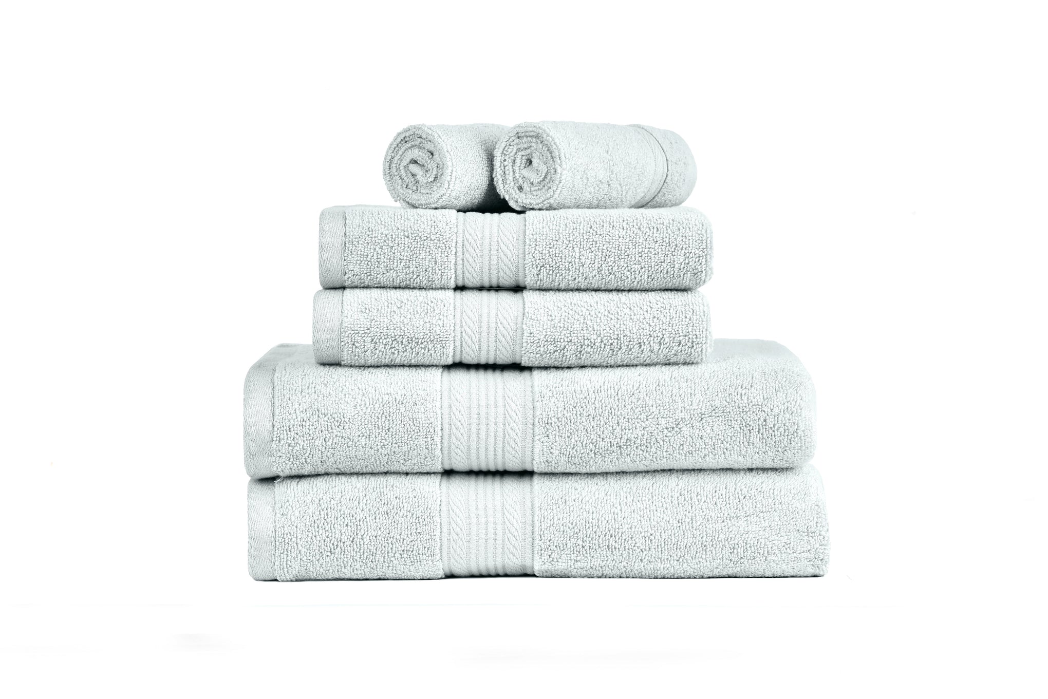 Amelia 500GSM 100% Cotton Towel Set -Zero Twist 6 Pieces -Glacier Grey Amelia