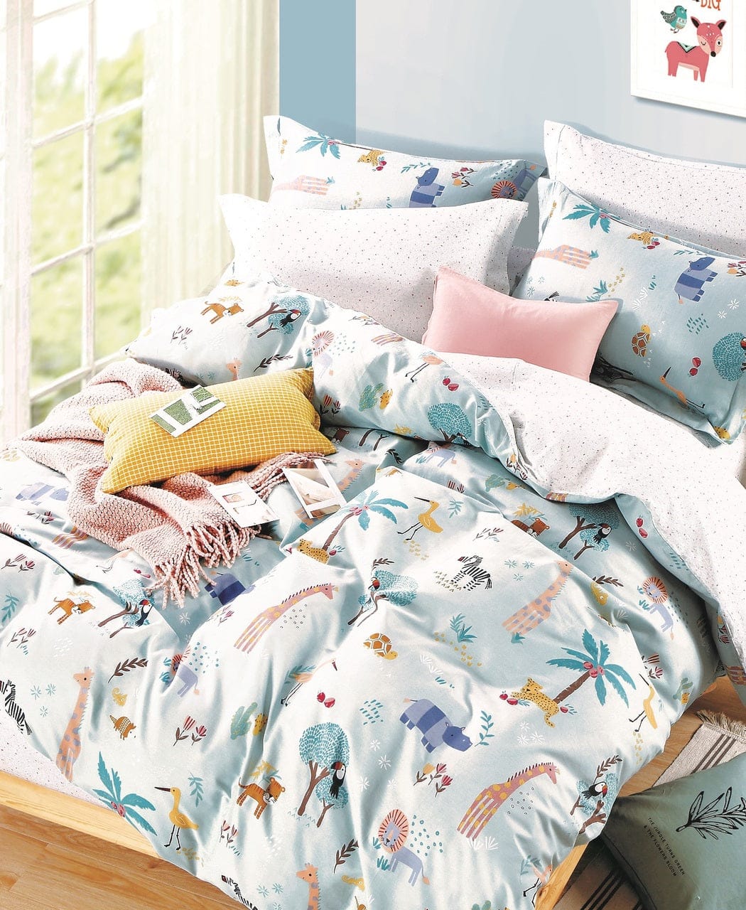 Odyssey Living Quilt Cover Odyssey Living Kids Cotton Printed Quilt Cover Set - Safari - Single