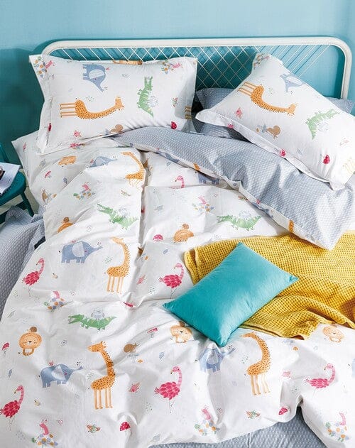 Odyssey Living Quilt Cover Odyssey Living Kids Cotton Printed Quilt Cover Set - Zoo Friends - Single