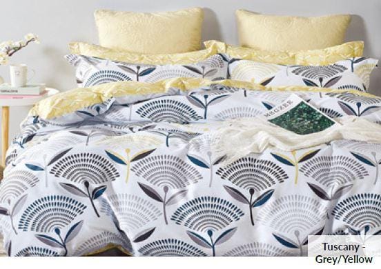 Odyssey Living Quilt Cover Odyysey Living Tuscany Grey/Yellow Cotton Quilt Cover Set