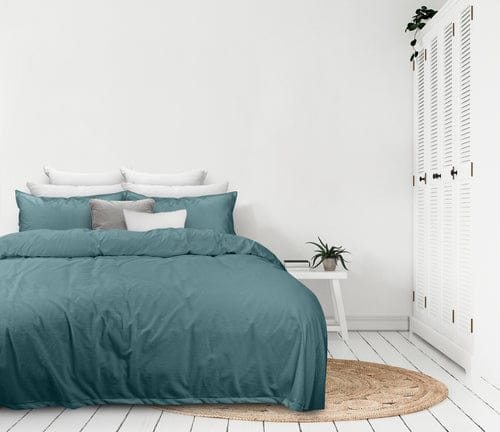 Odyssey Living Quilt Cover Smoky Teal / Double Odyysey Living Corduroy Ribbed Velvet Quilt Cover Set