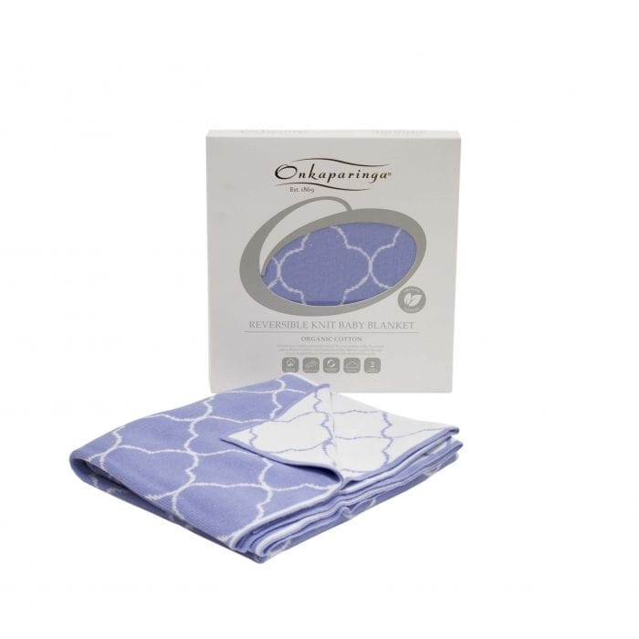 Onkaparinga Blanket Blue/White Onkaparinga Baby Organic Cotton Reversible Pram Blanket