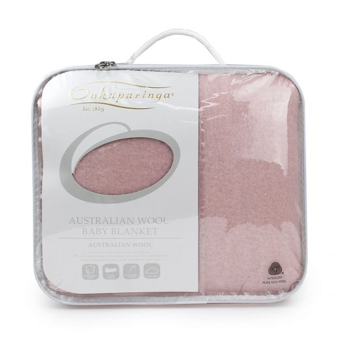 Onkaparinga Blanket Onkaparinga Baby Australian Wool Blanket Pink Cot
