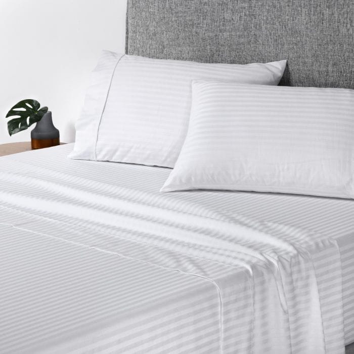 Onkaparinga Bed Sheets Onkaparinga Chilton Stripe Sheet Set White