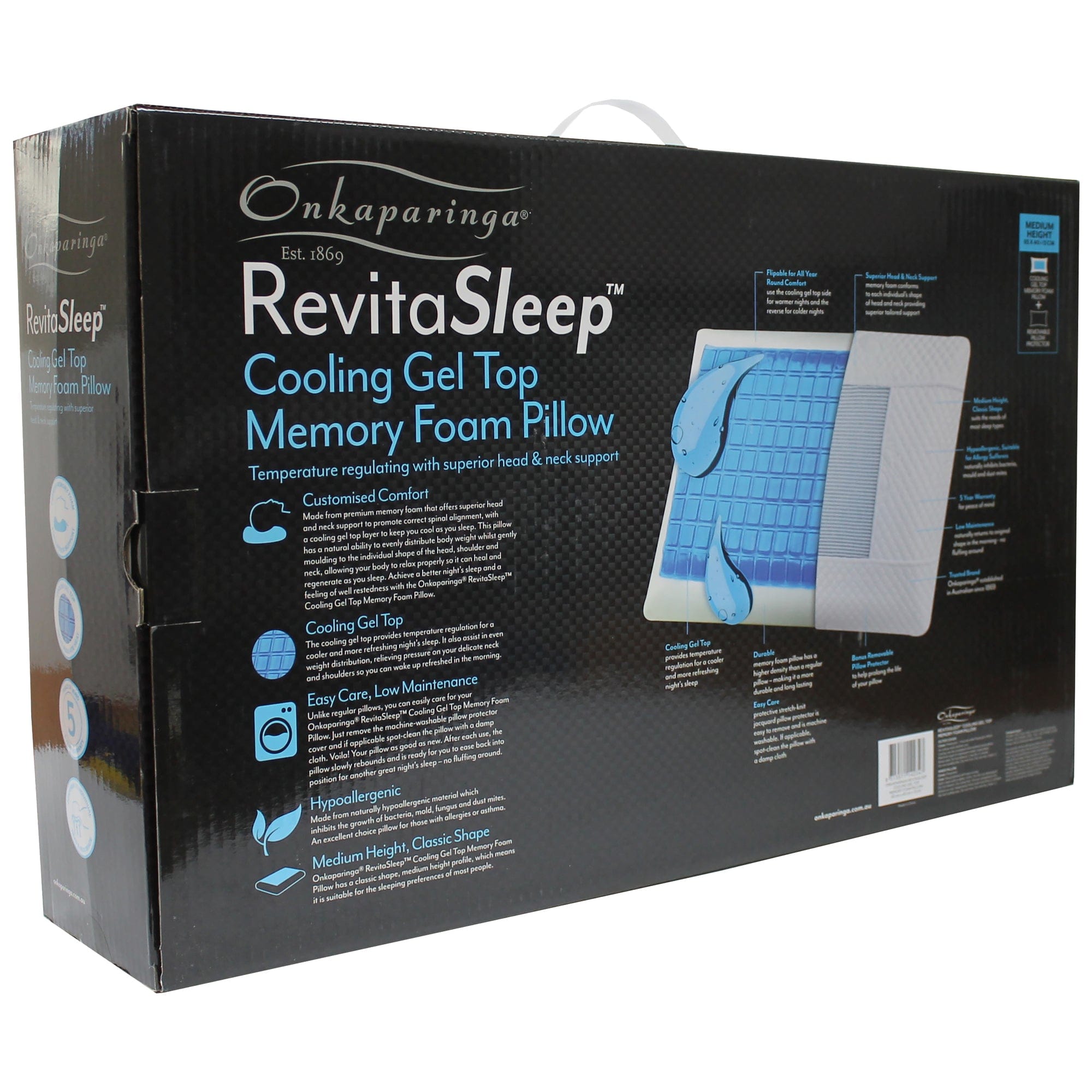 Onkaparinga Pillows/Cushions Onkaparinga Revitasleep Cooling Gel Top Memory Foam Pillow