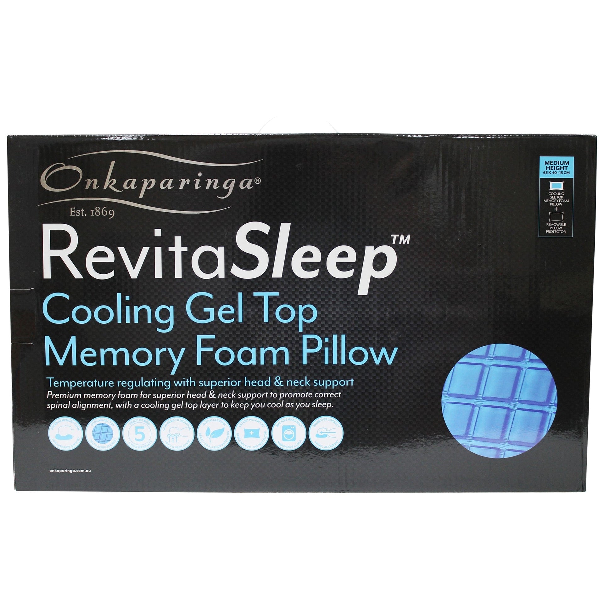 Onkaparinga Pillows/Cushions Onkaparinga Revitasleep Cooling Gel Top Memory Foam Pillow