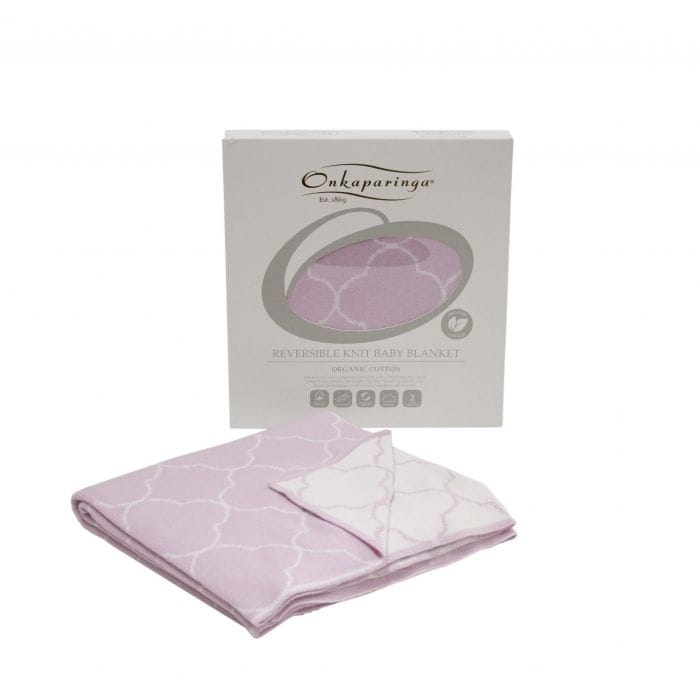 Onkaparinga Blanket Pink/White Onkaparinga Baby Organic Cotton Reversible Pram Blanket