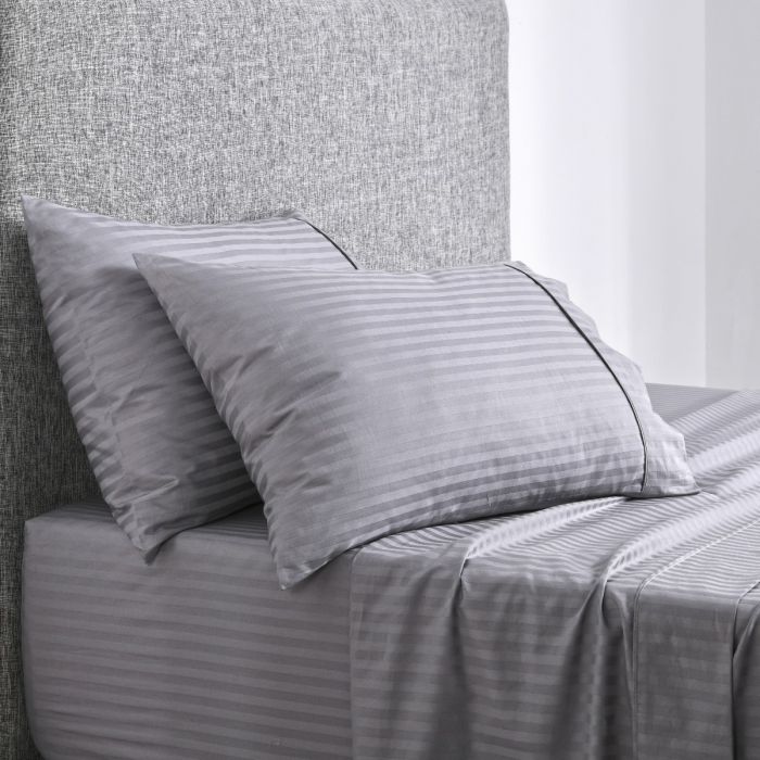 Onkaparinga Chilton Stripe Sheet Set Silver Onkaparinga