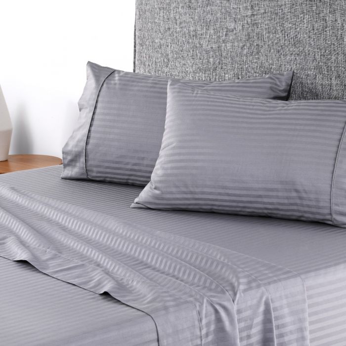 Onkaparinga Chilton Stripe Sheet Set Silver Onkaparinga