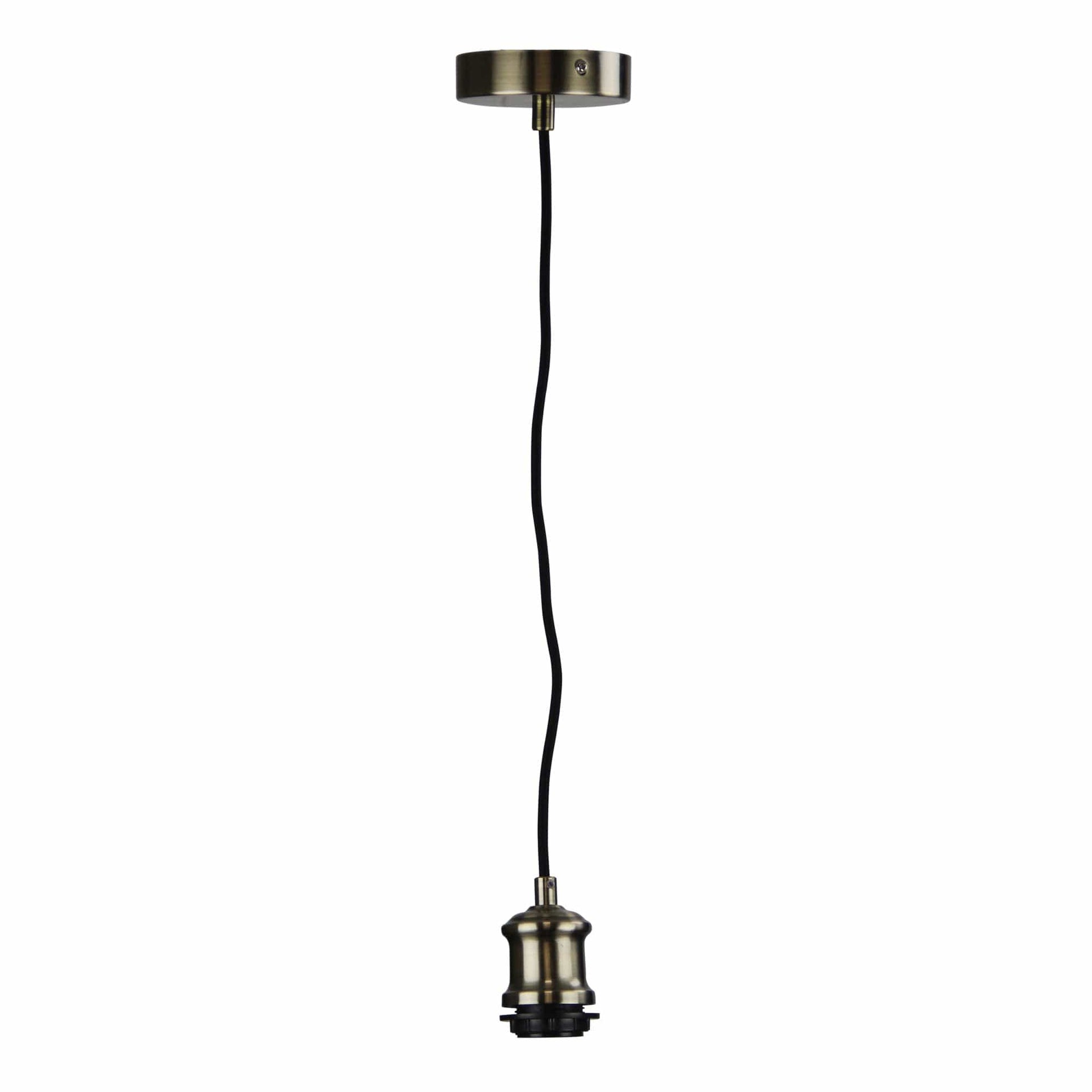 Oriel Lighting Lamp ALBANY CORD Pendant Light 180cm Vintage Cloth Cord Suspension Antique Brass