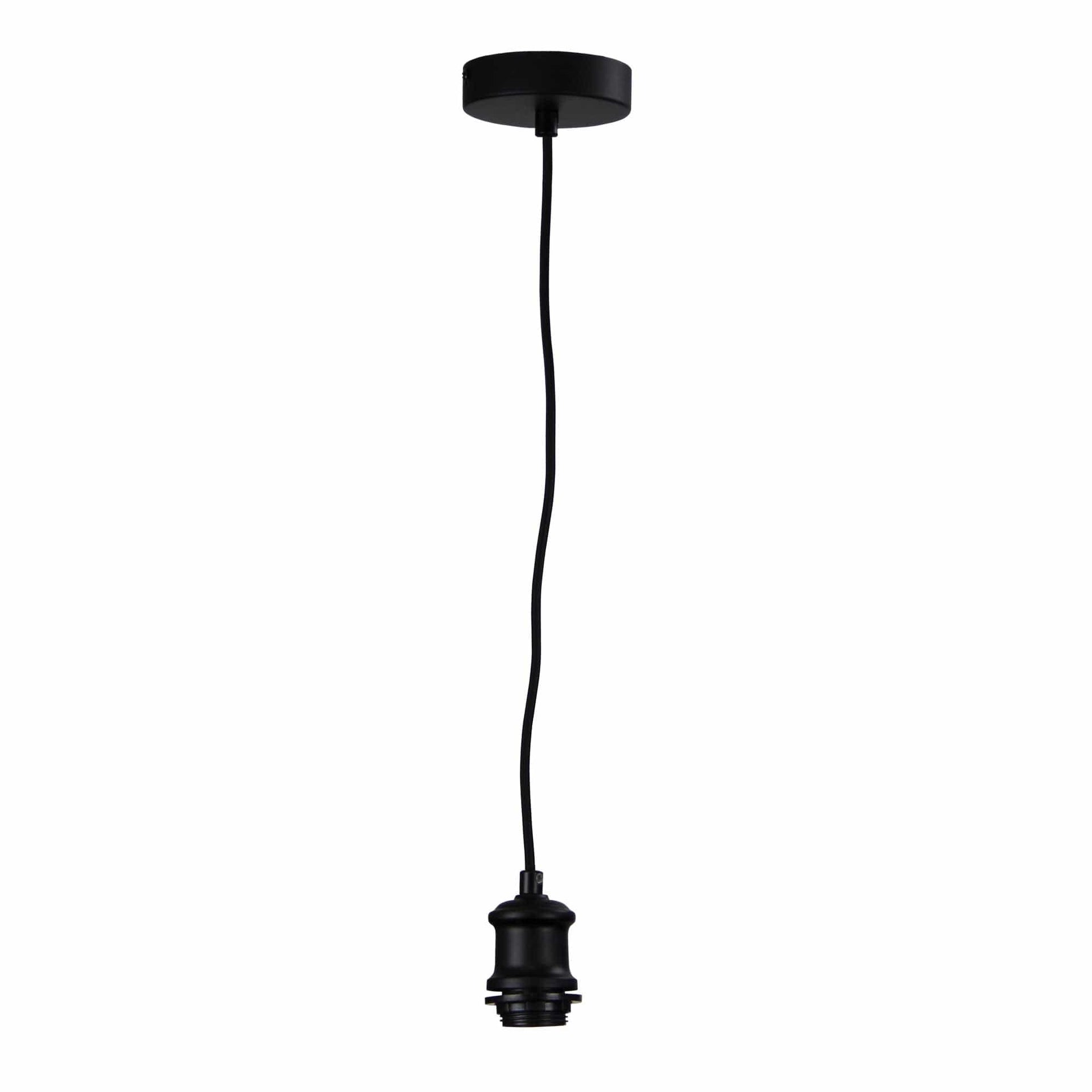 Oriel Lighting Lamp ALBANY CORD Pendant Light 180cm Vintage Cloth Cord Suspension Black