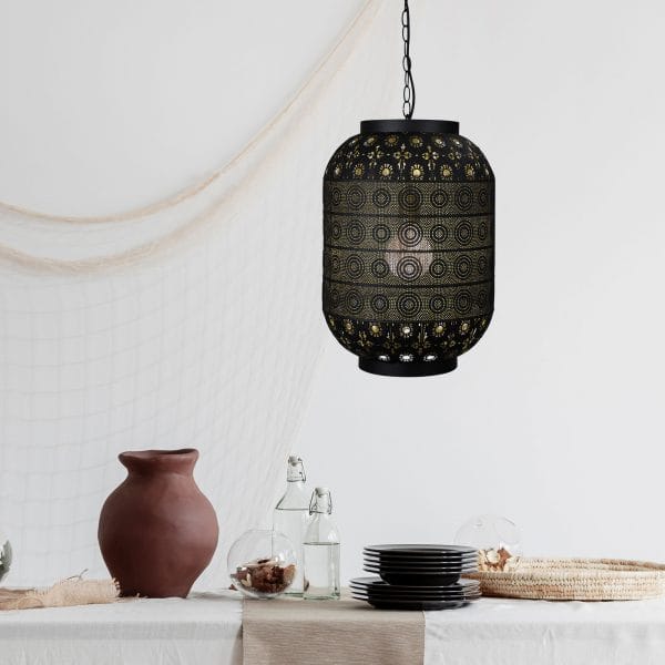 Oriel Lighting Lamp ALHAMBRA.35 Pendant Light Laser Cut Metal Pendant with Gold Inner