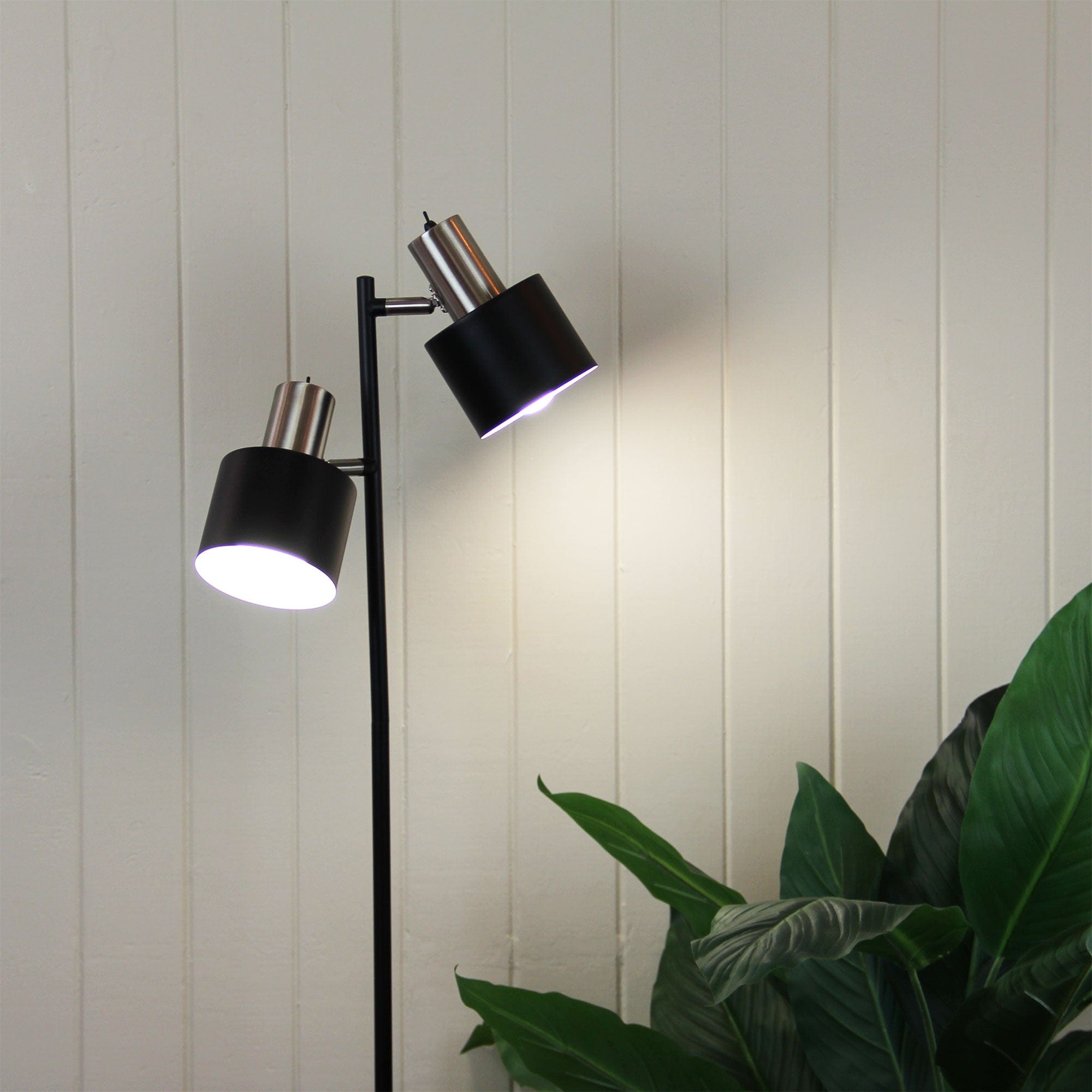 Oriel Lighting Lamp ARI TWIN FLOOR Mid-Century Task Lamp with Brushed Chrome