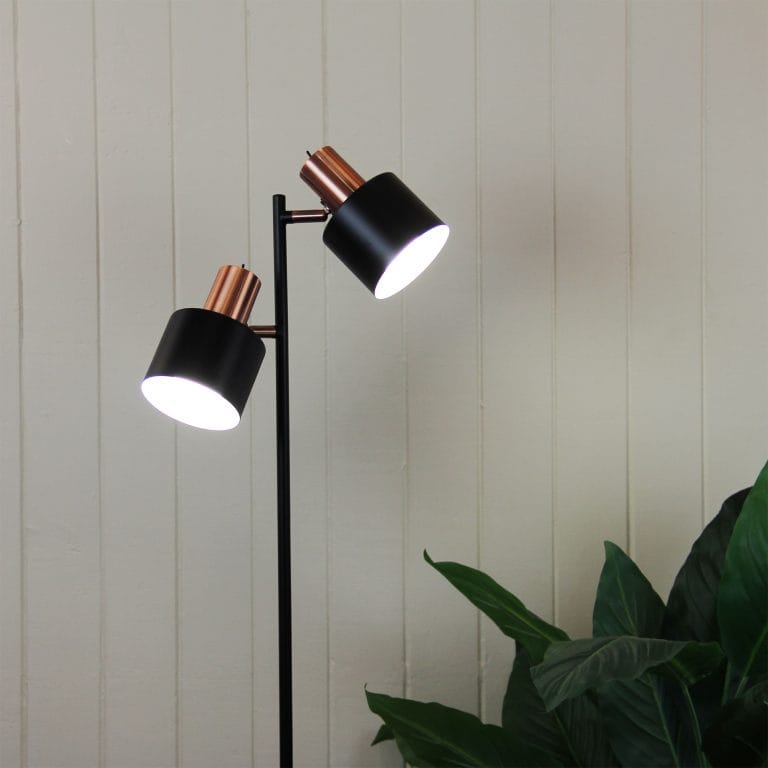 Oriel Lighting Lamp ARI TWIN FLOOR Mid-Century Task Lamp with Brushed Copper