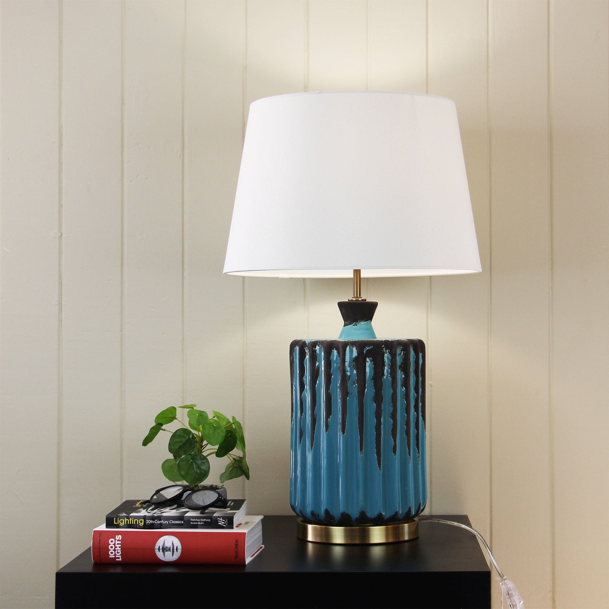 Oriel Lighting Lamp AZURE Ancient Ceramic Jar Table Lamp