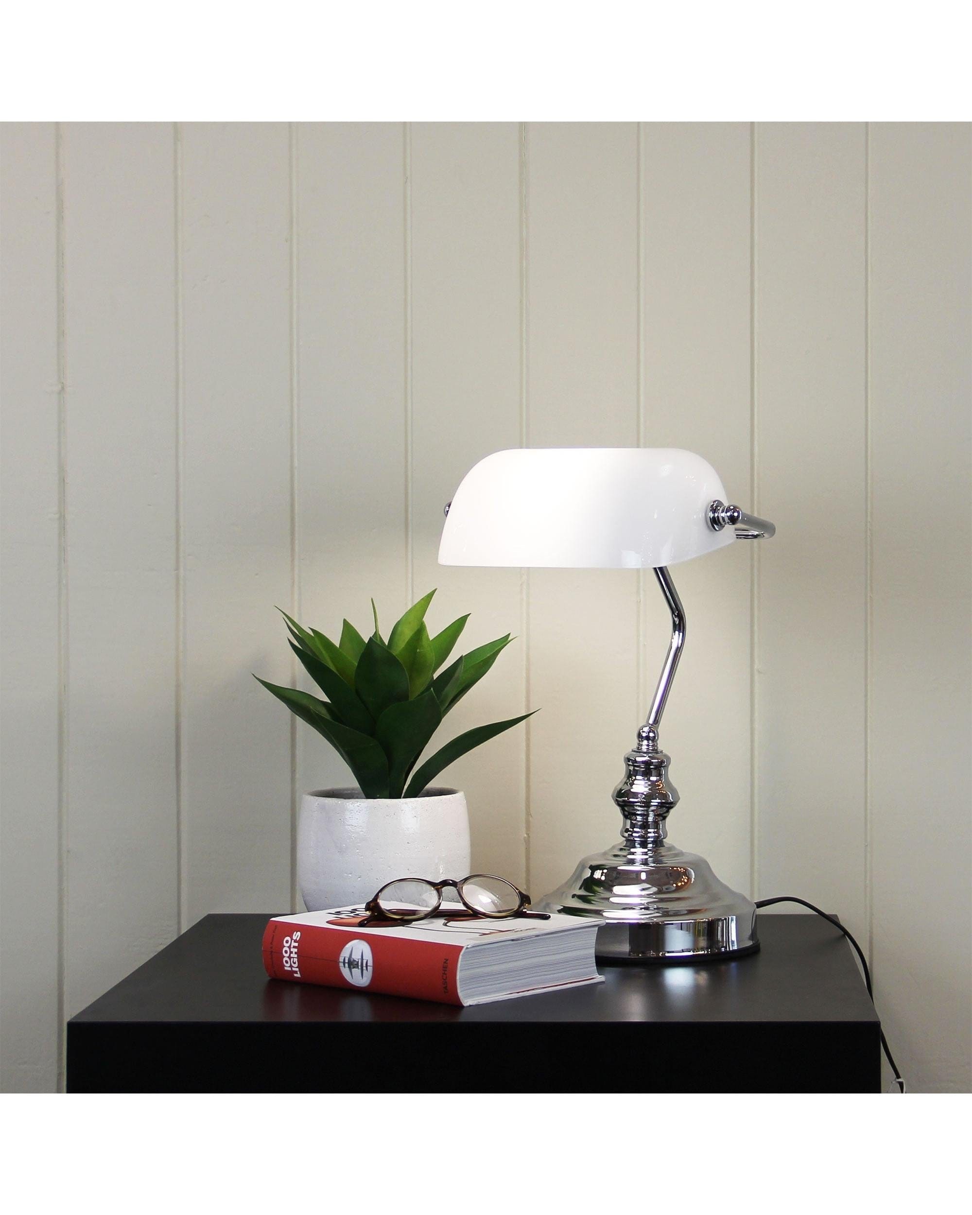 Oriel Lighting Lamp BANKERS TOUCH ON/OFF Touch Lamp Bright Chrome