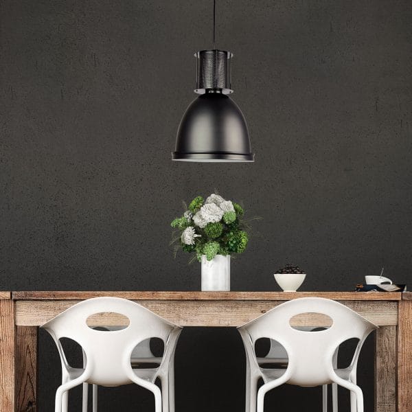 Oriel Lighting Lamp BAY.28 Pendant Light Black Retro Industrial Single Pendant