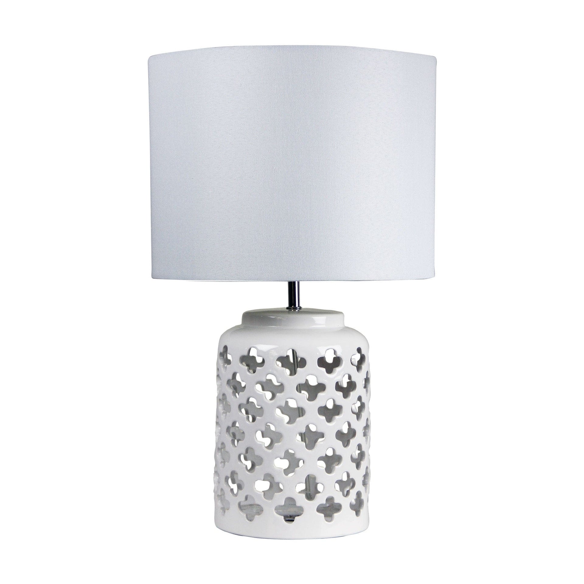 Oriel Lighting Lamp CASBAH Moorish Cut Ceramic Table Lamp White
