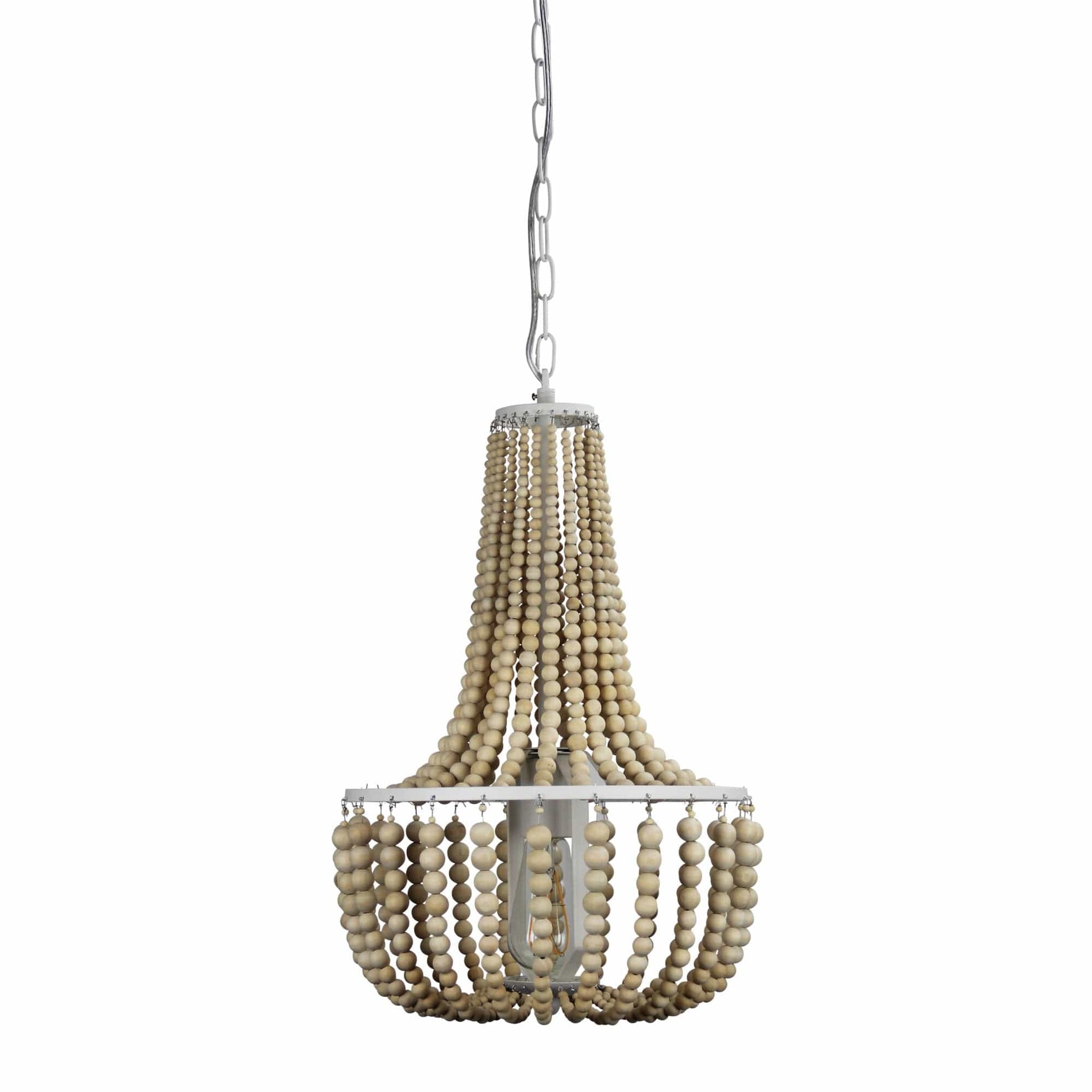 Oriel Lighting Lamp Cascara 1 Light Pendant Light Natural Wooden Beaded Pendant