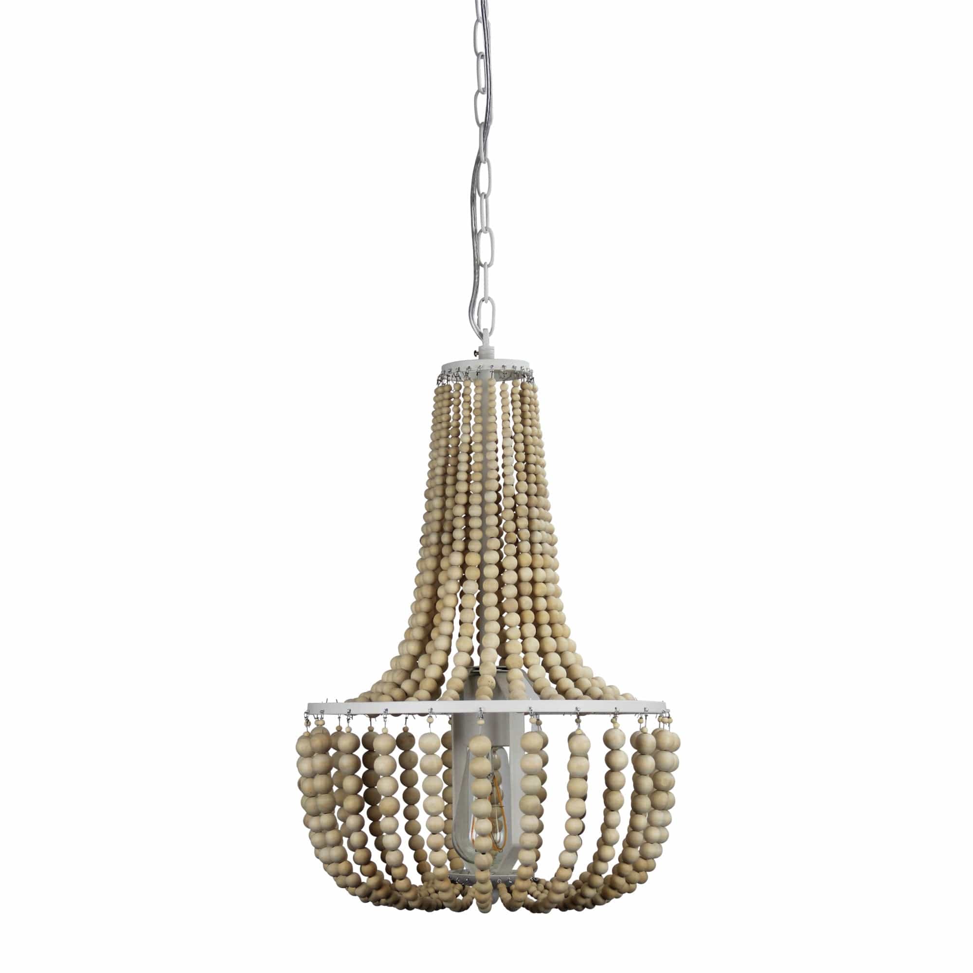 Oriel Lighting Lamp Cascara 1 Light Pendant Light Natural Wooden Beaded Pendant