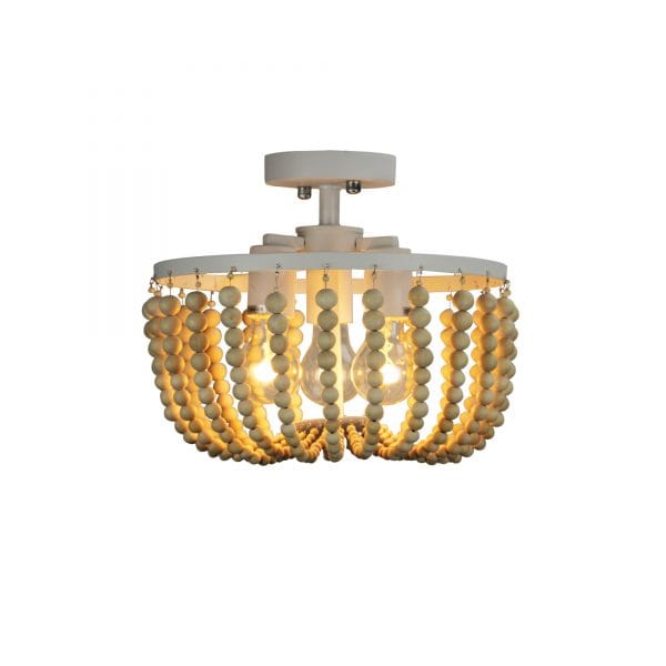 Oriel Lighting Lamp Cascara CTC Natural Wooden Beaded Ceiling Light