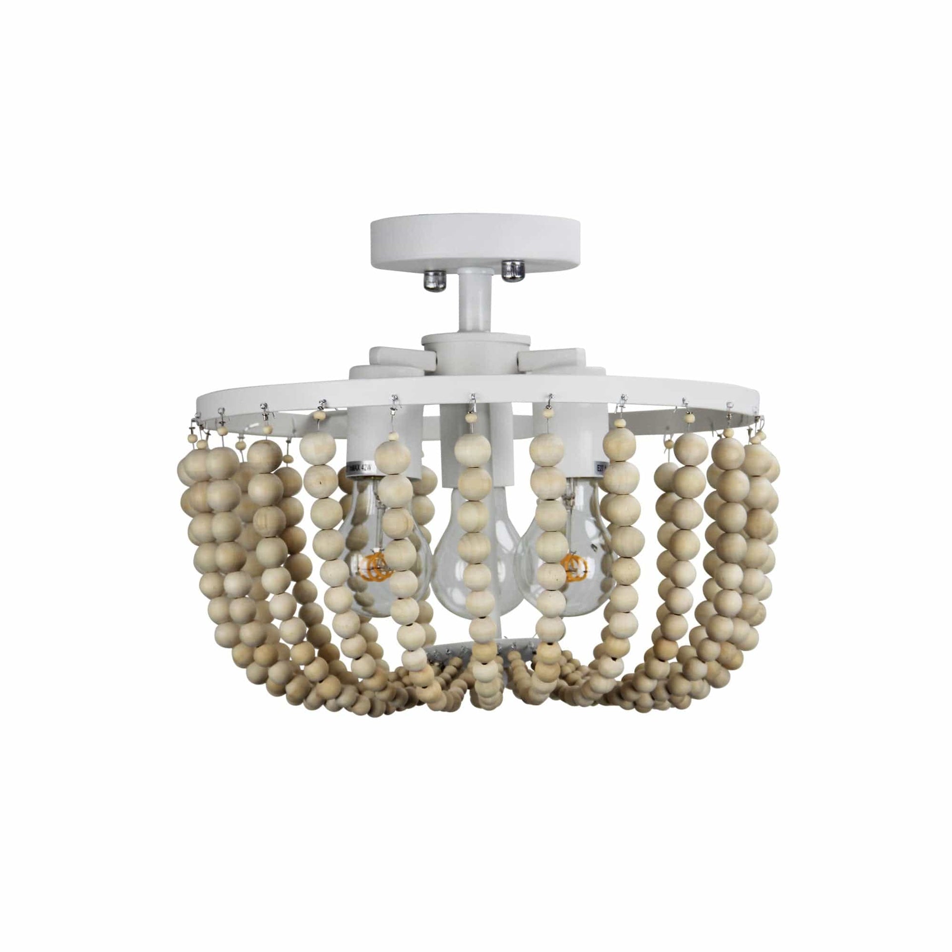 Oriel Lighting Lamp Cascara CTC Natural Wooden Beaded Ceiling Light