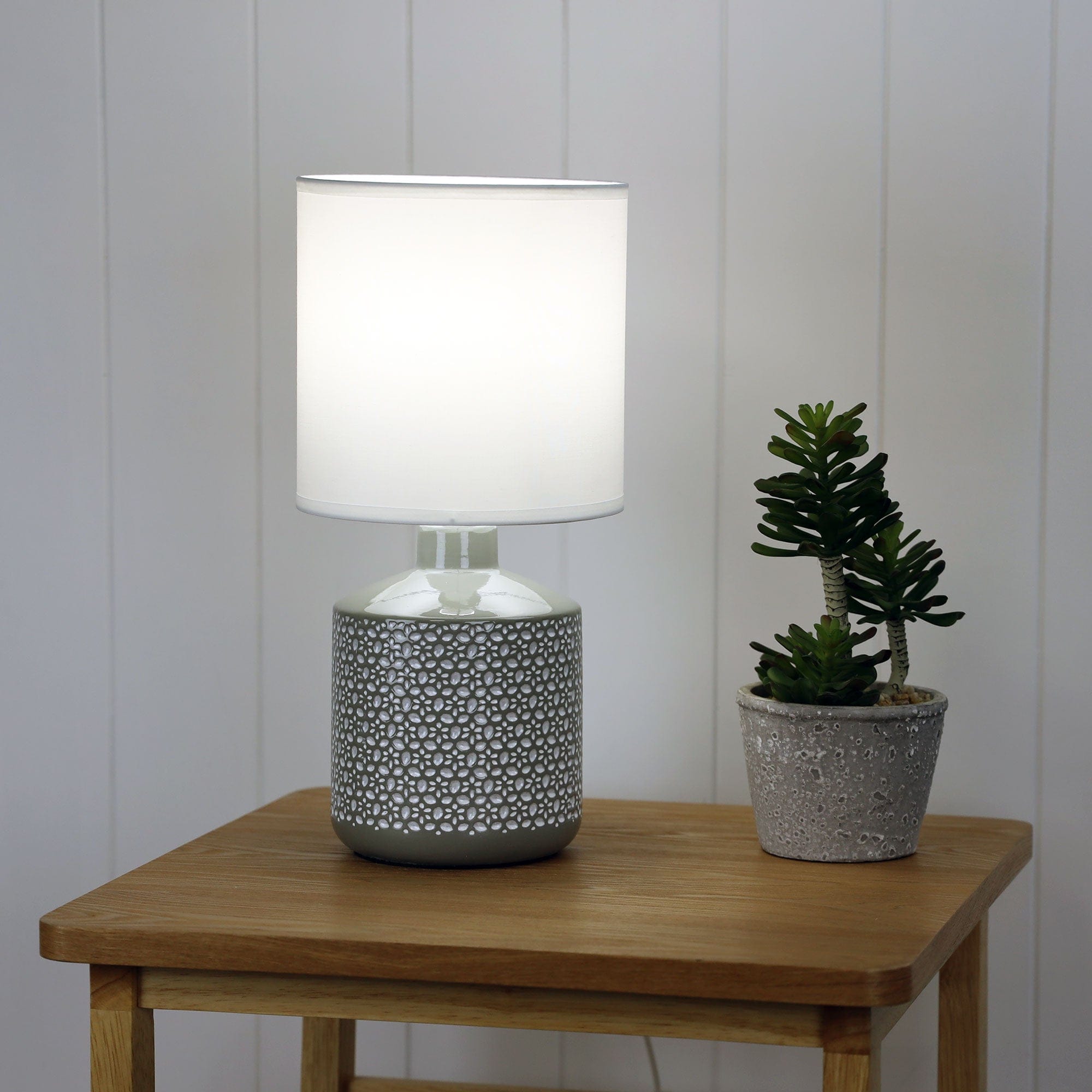 Oriel Lighting Lamp CELIA Grey Ceramic Table Lamp