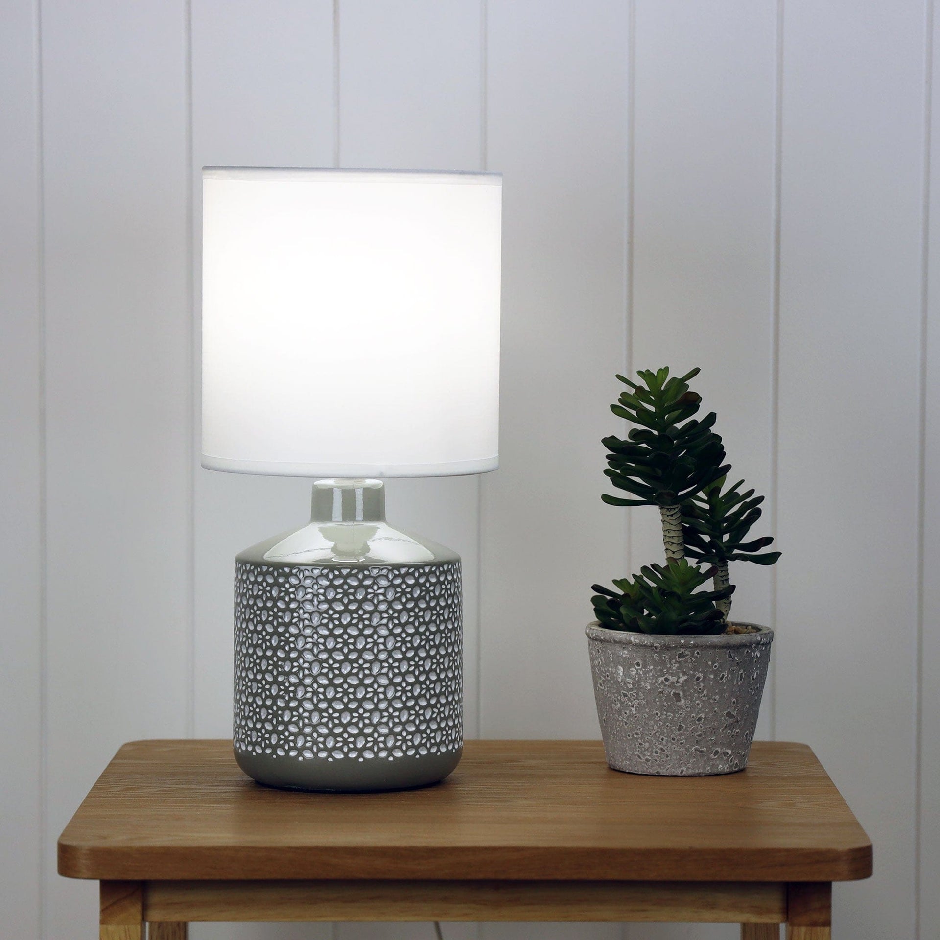 Oriel Lighting Lamp CELIA Grey Ceramic Table Lamp