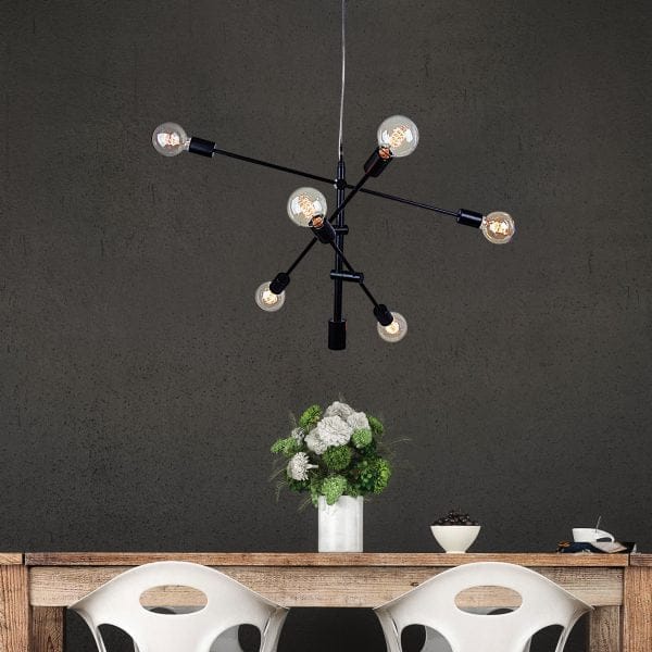 Oriel Lighting Lamp CHELSEA Black Contemporary Satellite Pendant