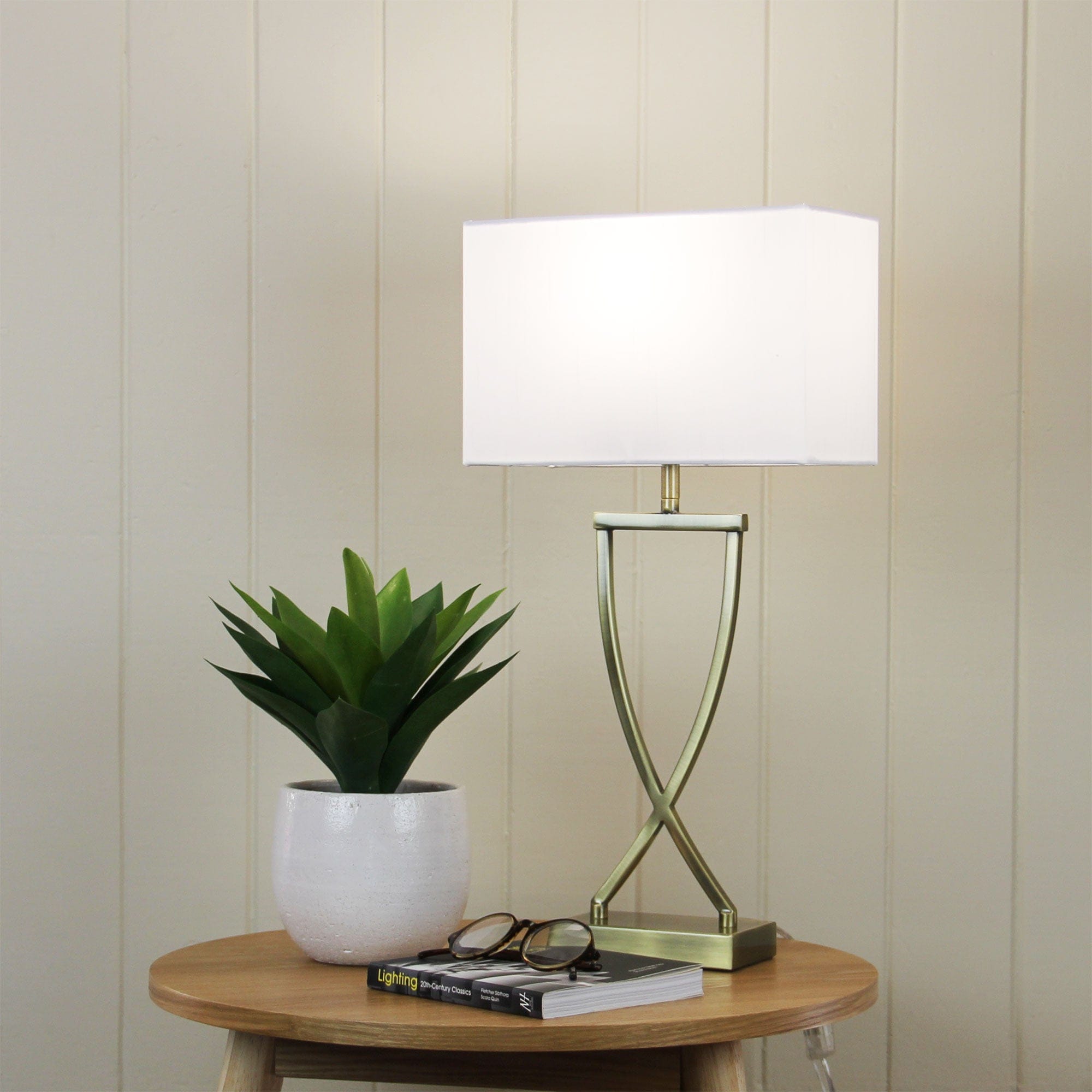 Oriel Lighting Lamp CHI Antique Brass Complete Bedside Lamp