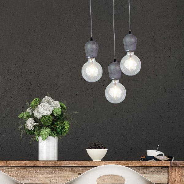 Oriel Lighting Lamp CHUNK Urban Concrete Pendant Suspension 180cm