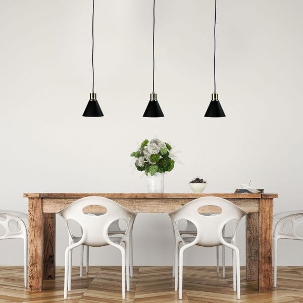 Oriel Lighting Lamp COMO 3 LIGHT Black and Antique Brass 3 Light Bar Pendant