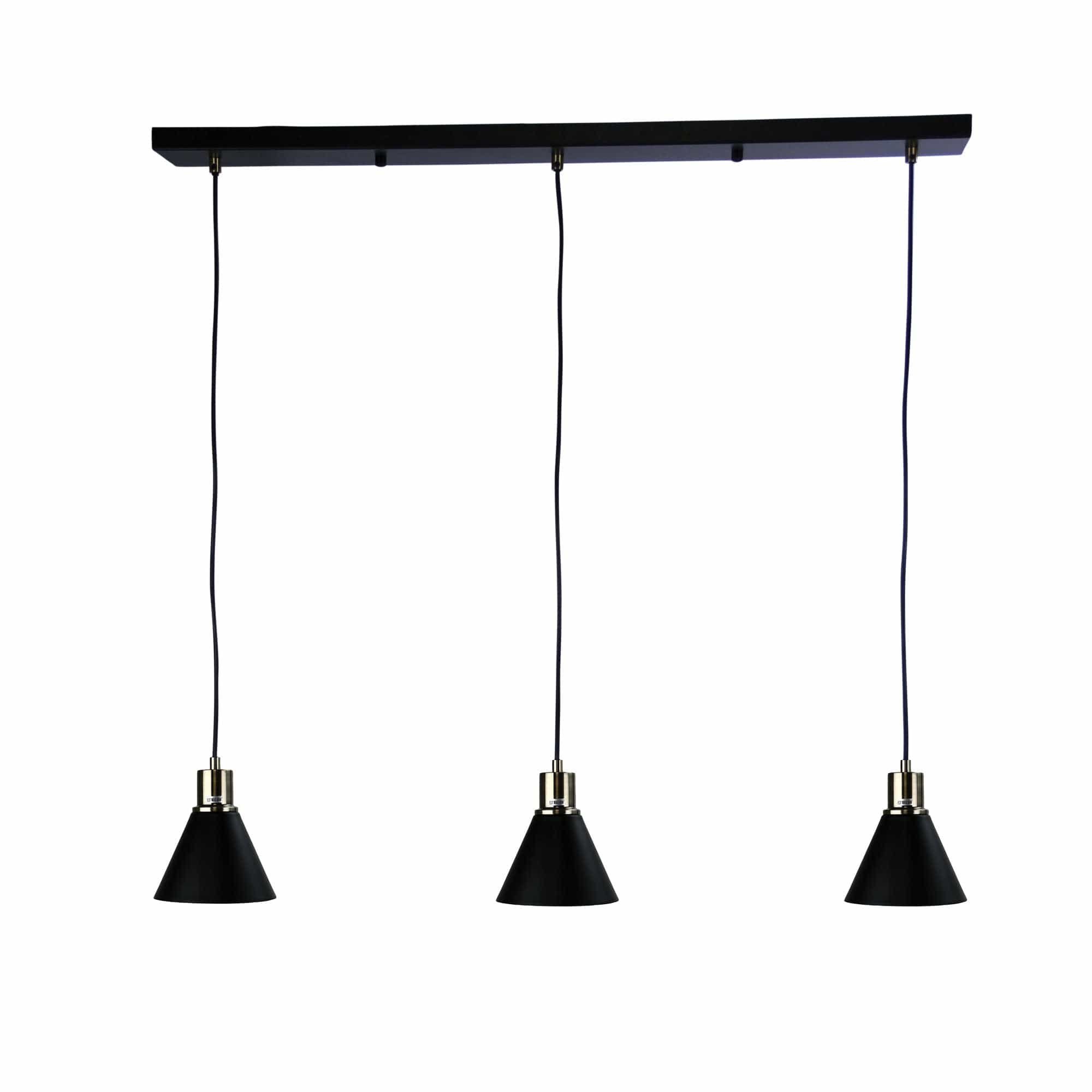 Oriel Lighting Lamp COMO 3 LIGHT Black and Antique Brass 3 Light Bar Pendant