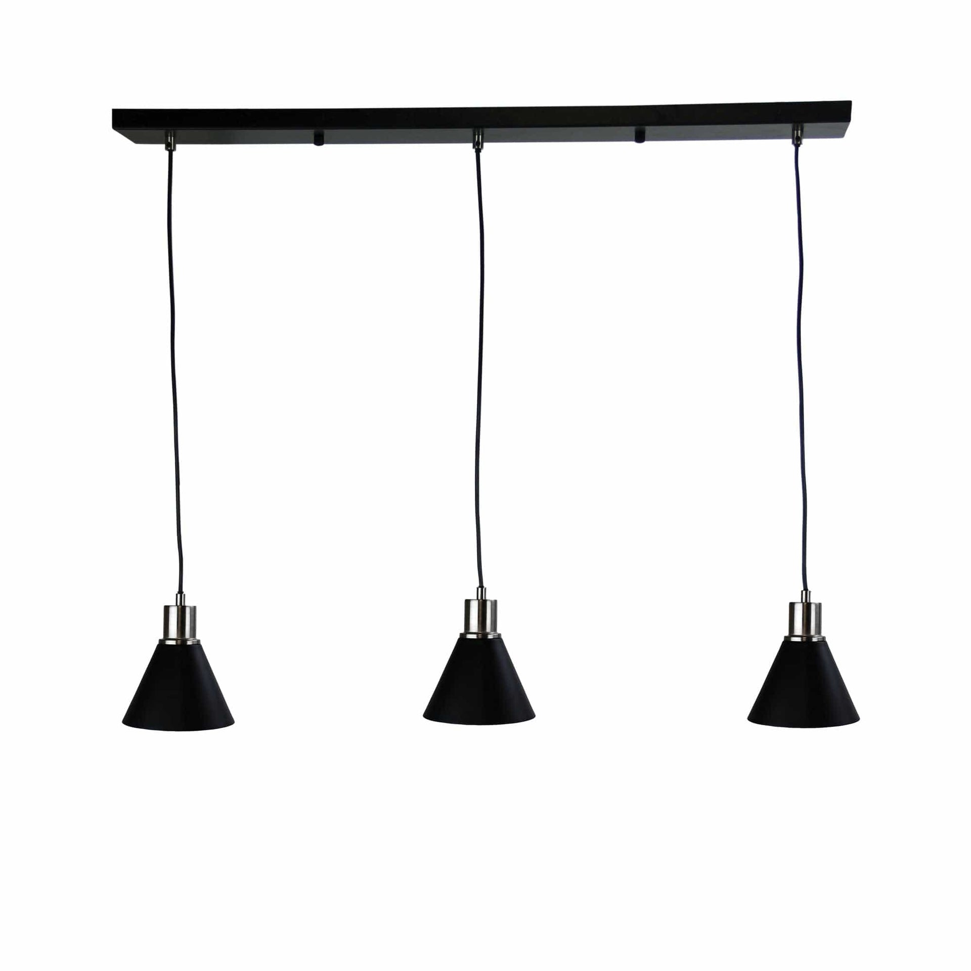 Oriel Lighting Lamp COMO 3 LIGHT Black and Brushed Chrome 3 Light Bar Pendant