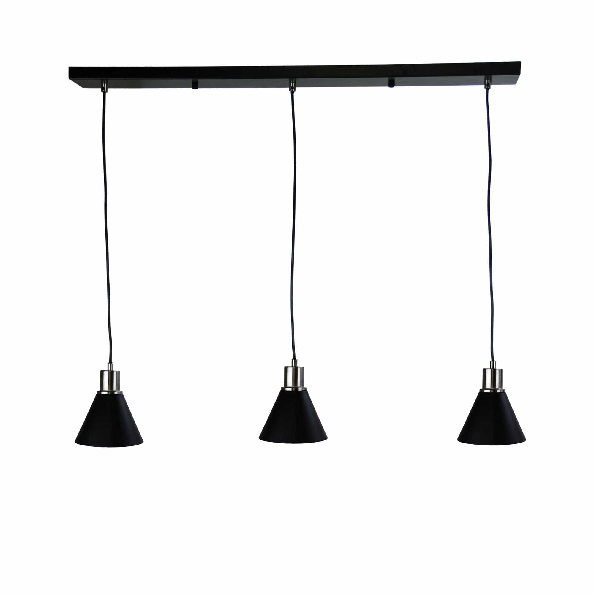 Oriel Lighting Lamp COMO 3 LIGHT Black and Brushed Chrome 3 Light Bar Pendant