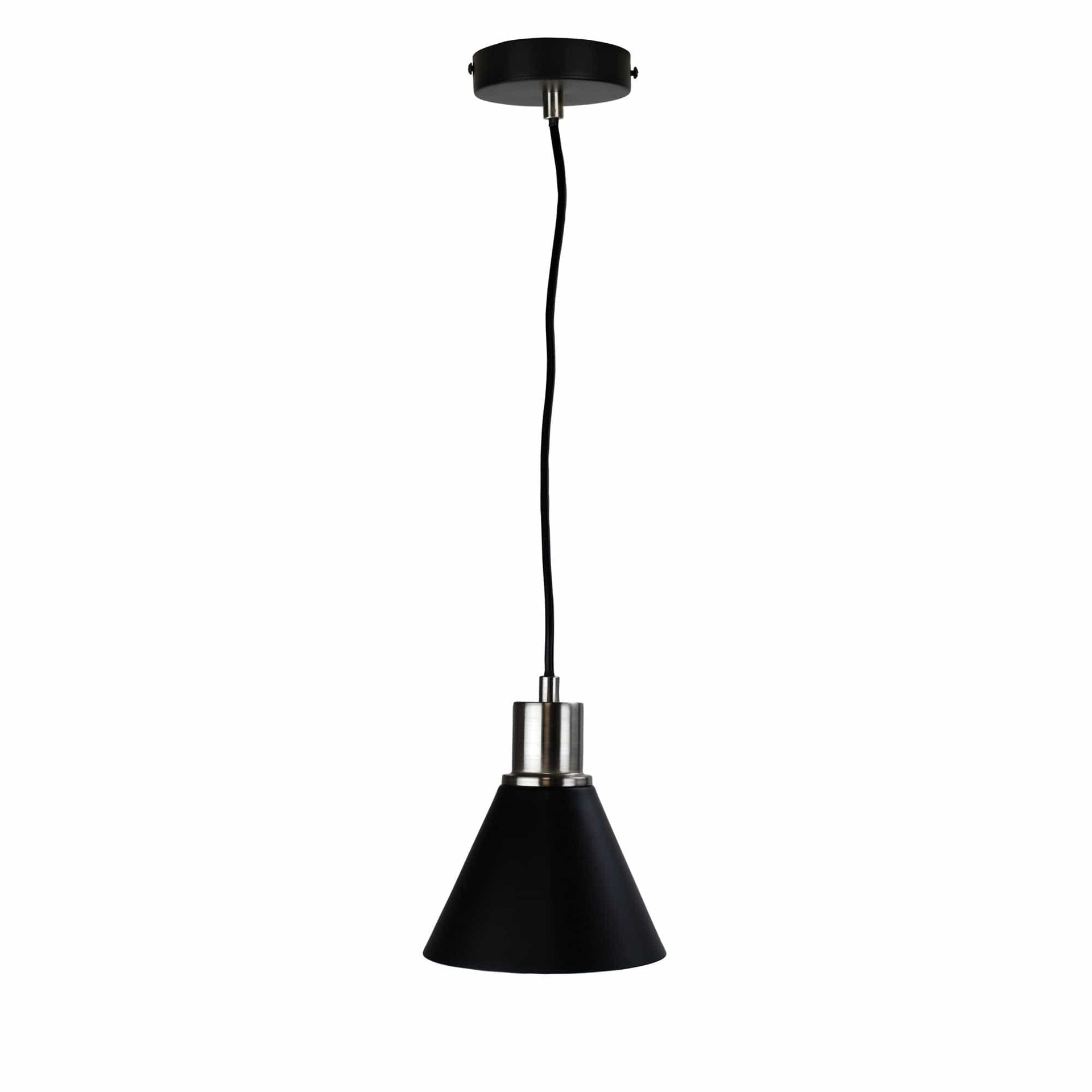 Oriel Lighting Lamp COMO Black and Brushed Chrome Single Pendant