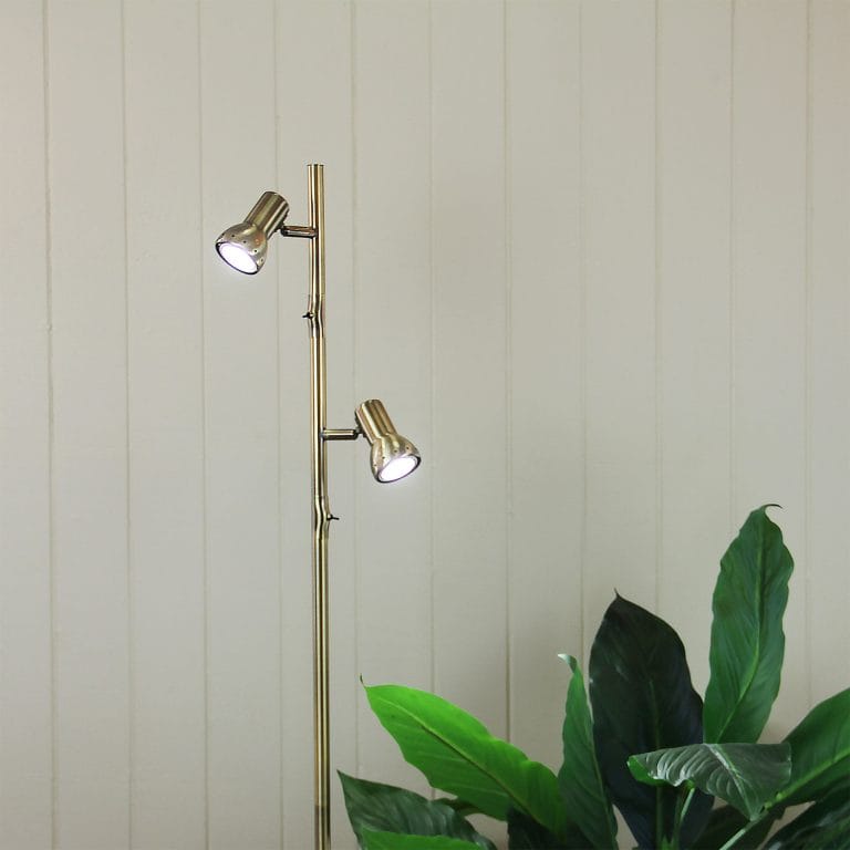 Oriel Lighting Lamp DAXAM LED Twin Adjustable Floor Lamp Antique Brass