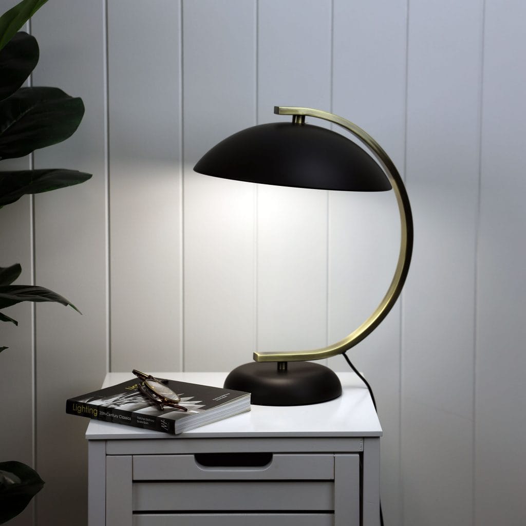 Oriel Lighting Lamp DECO Black Antique Brass Table Lamp