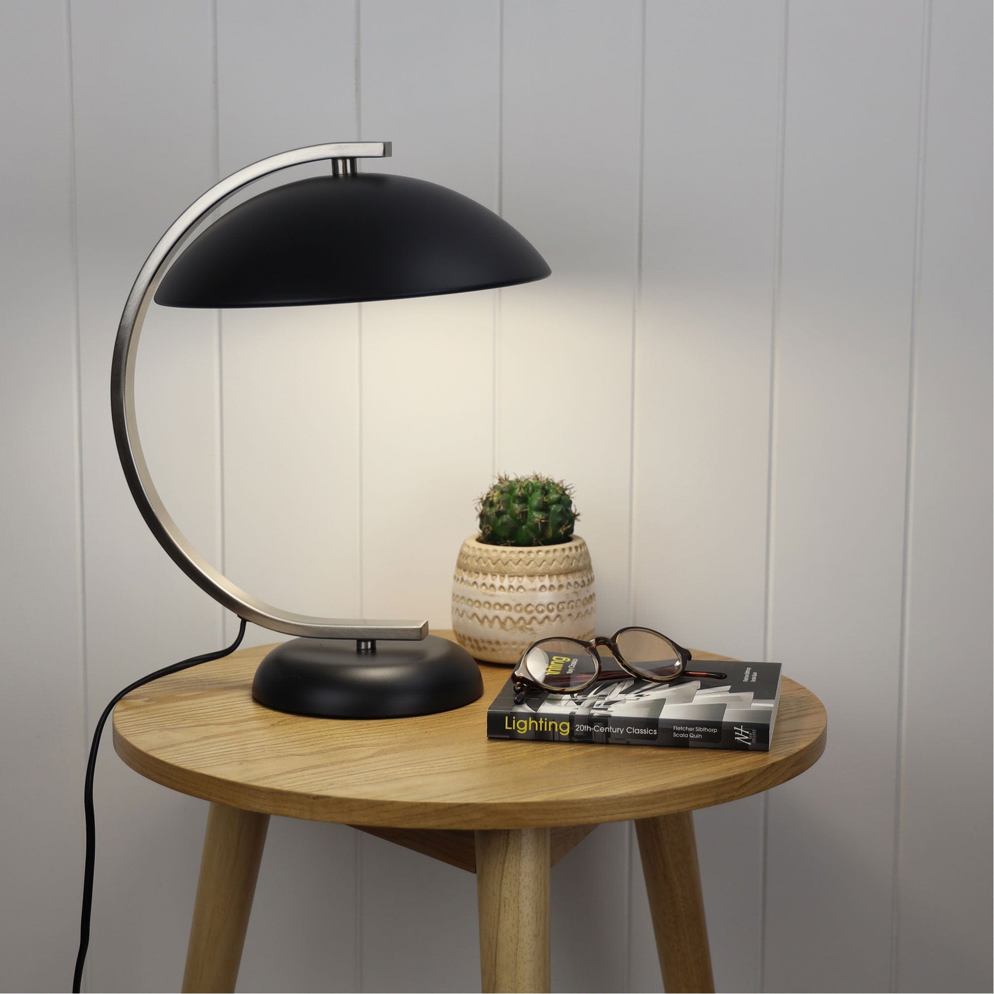 Oriel Lighting Lamp DECO Black Brushed Chrome Table Lamp