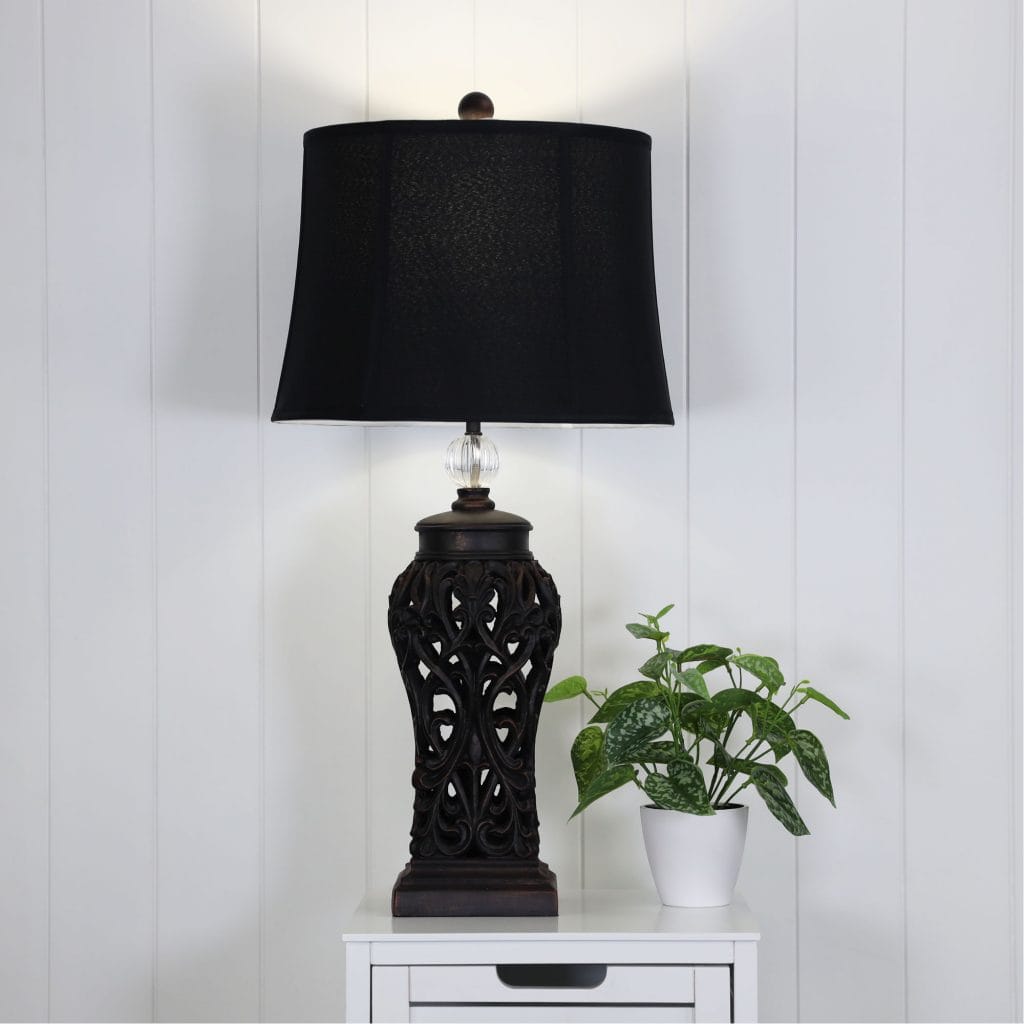 Oriel Lighting Lamp DORNE Classic Antique Cut Lamp with Harp Shade